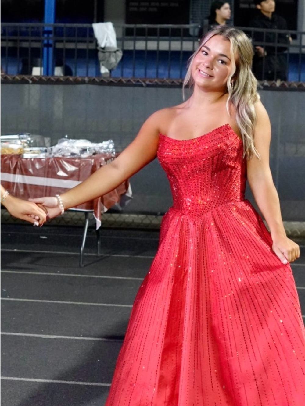 Sherri Hill Red Sequin Strapless Ball Gown